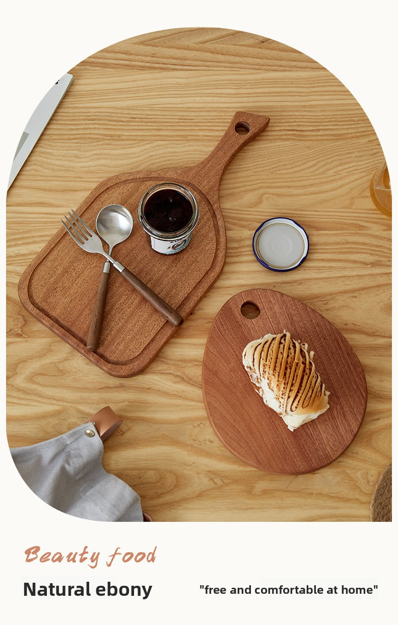 Kids Wooden Cutting Board - Mini Fruit & Steak Chopping Board Creative Baby Feeding Plate With Ebony Wood_voghion.com