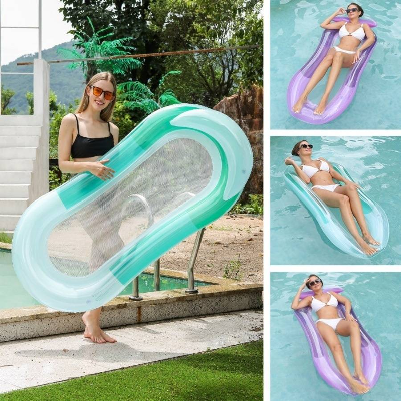 Opblaasbare ligstoel in ombrekleur - dubbelzijdige rugleuning en ademend gaas - opvouwbare zwembadfloat voor volwassenen, 180 cm, snel drogend en robuust_voghion.com