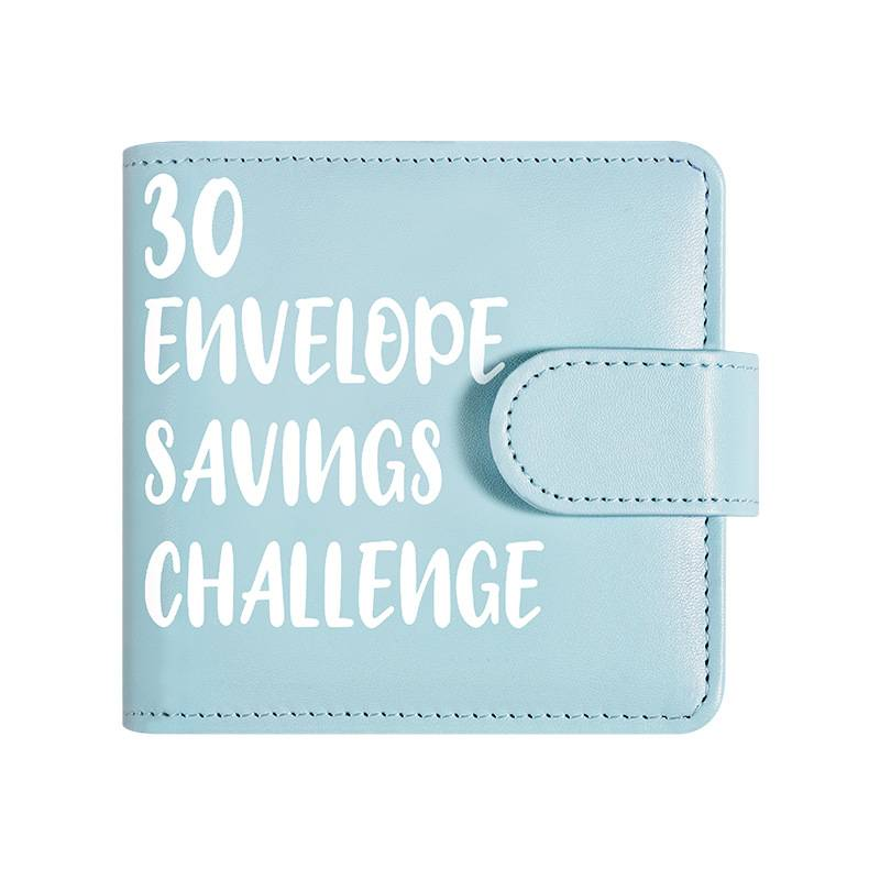 30-Day Envelope Challenge Savings Binder - A8 Size, PU Leather, Detachable Pages, Fun & Motivational Budget Planner For Kids & Adults_voghion.com