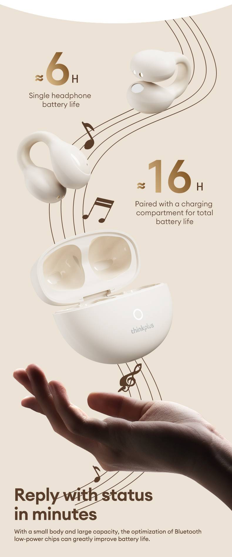 Fones de ouvido Bluetooth 5.4 Lenovo LP25 PRO com clipe de orelha, fone de ouvido esportivo sem fio, bateria de longa duração, redução de ruído, microfone HD para chamadas_voghion.com