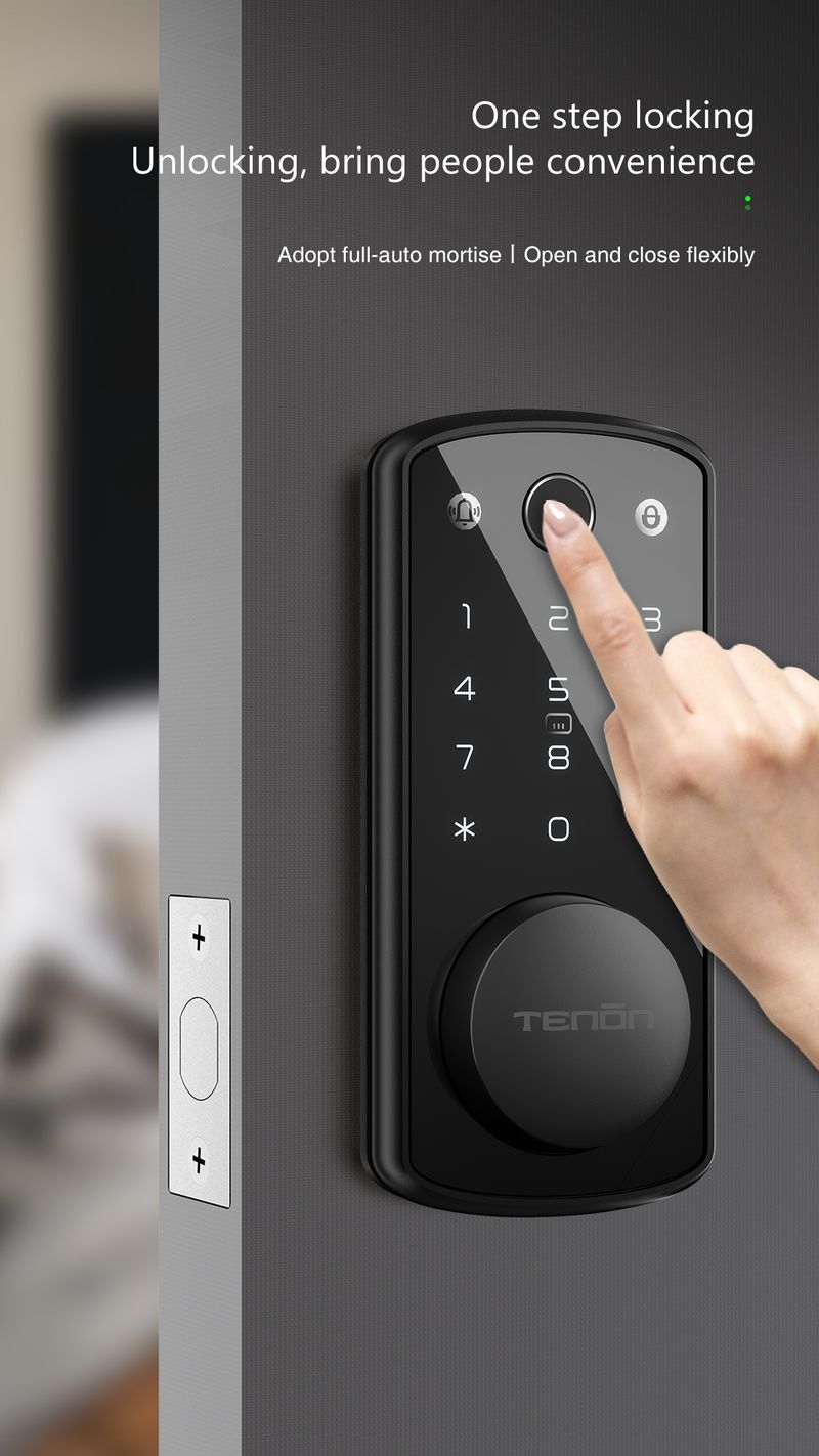 Oteller İçin Anahtar Kartlı Biyometrik Parmak İzi Akıllı Kapı Kilidi Tenon K7_voghion.com