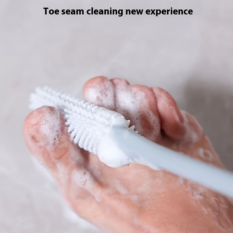 Long-Handle Silicone Ergonomic Foot Scrubber - Soft, Exfoliating Massage Brush For Feet & Back, Ideal For Shower & Spa, Alcohol-Free_voghion.com
