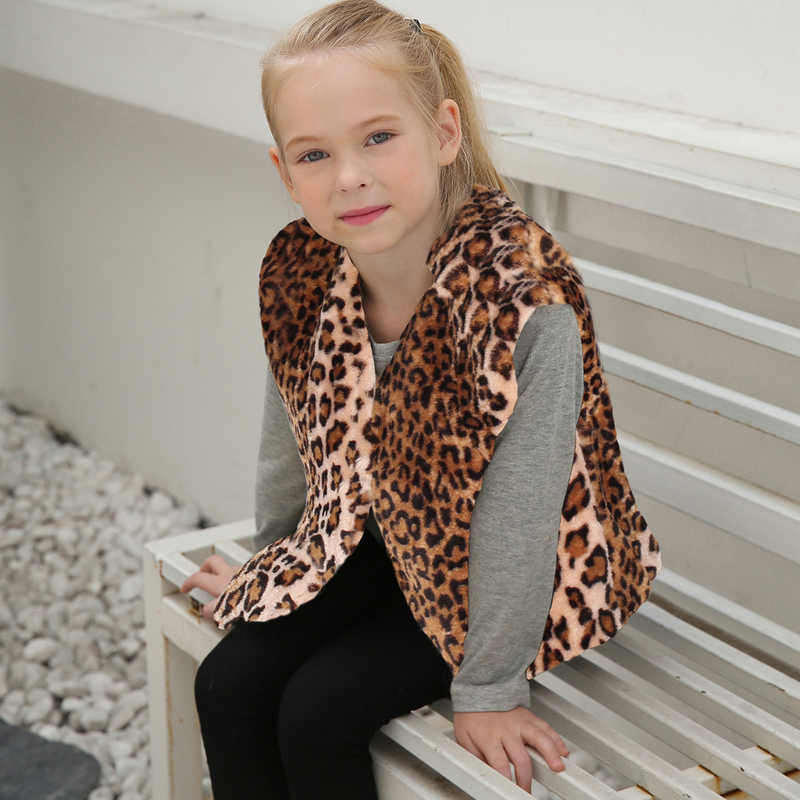 kid's clothing Children's leopard print imitation fur vest fashion vest with thick warm fur coat_voghion.com