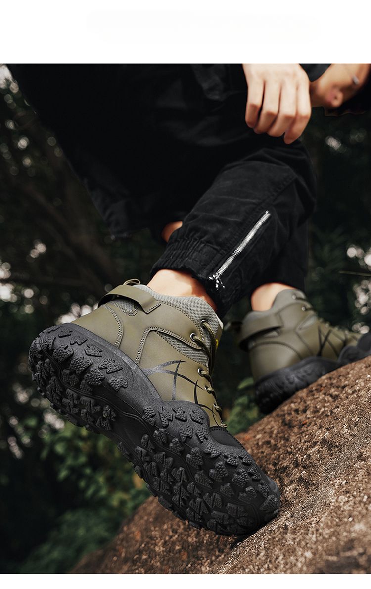 Herren Freizeitschuhe aus Leder, Chukka-Stiefeletten, handgefertigt, modische Schuhe, rutschfest, atmungsaktiv, bequem, mittelhoch, zum Autofahren, Gehen im Freien_voghion.com
