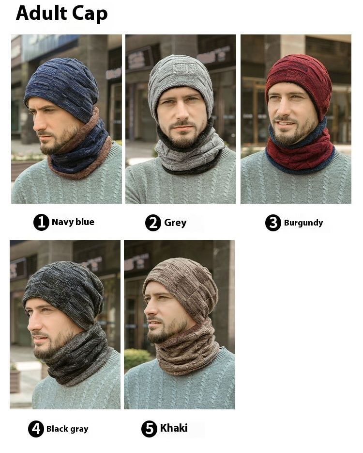 Fashionable And Versatile Pullover Hat Scarf Set With Thick Woolen Yarn European And American Autumn East Knitted Hat_voghion.com