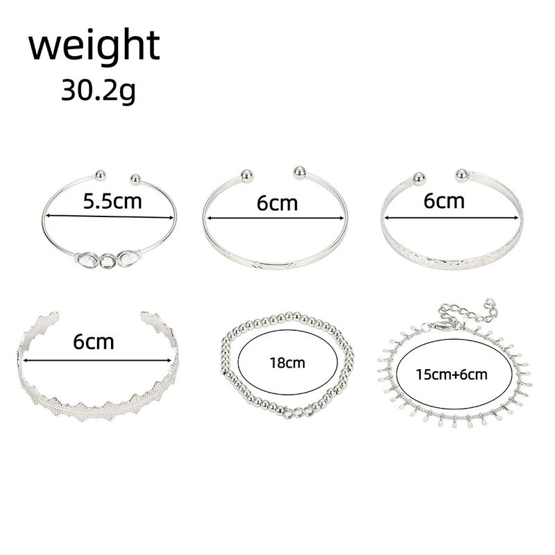 New combination of fashionable and minimalist water droplet shaped diamond opening 6-piece set bracelet_voghion.com