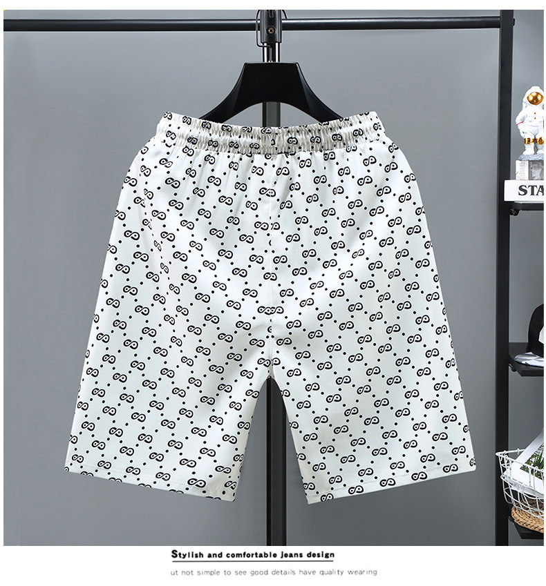 Man's clothing Men's summer digital print casual shorts beach pants 5 minutes high-grade ice silk loose handsome_voghion.com