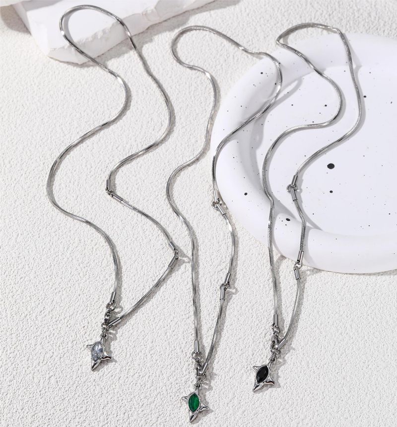Collana in acciaio al titanio e zircone Gemini per uomo e donna, leggera e di lusso, design hip hop, semplice, con catena per maglioni_voghion.com