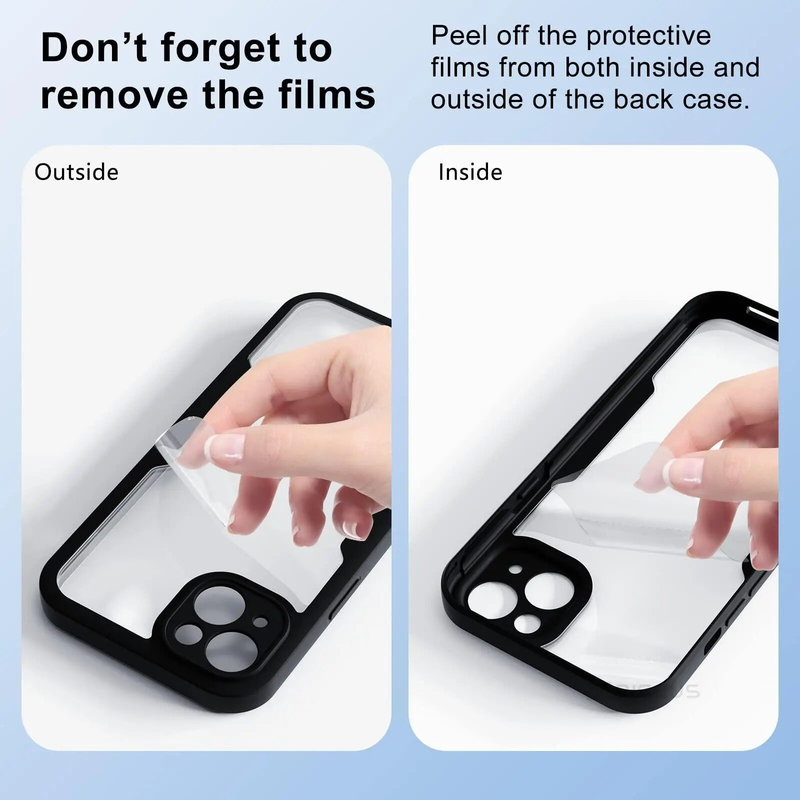 360 Degree Case For IPhone 13 12 11 Pro Max 15 14 Plus XS MAX XR Transparent Cover Full Body Red Built-in Screen_voghion.com