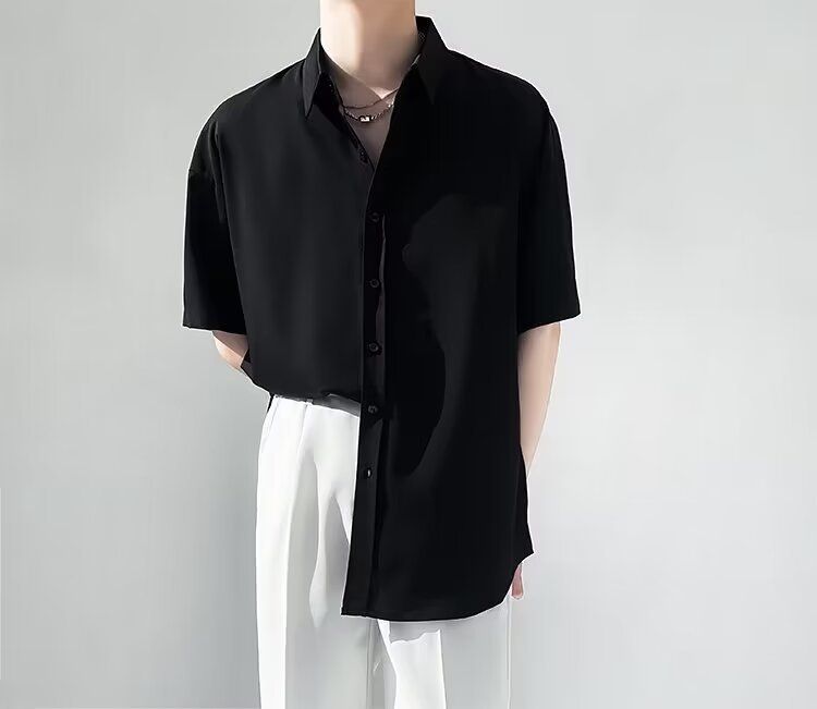Men's Slim-Fit Polo Shirt – Breathable Silk-Blend, Korean-Inspired Streetwear, Minimalist Luxury (M-3XL, Summer Essential)_voghion.com