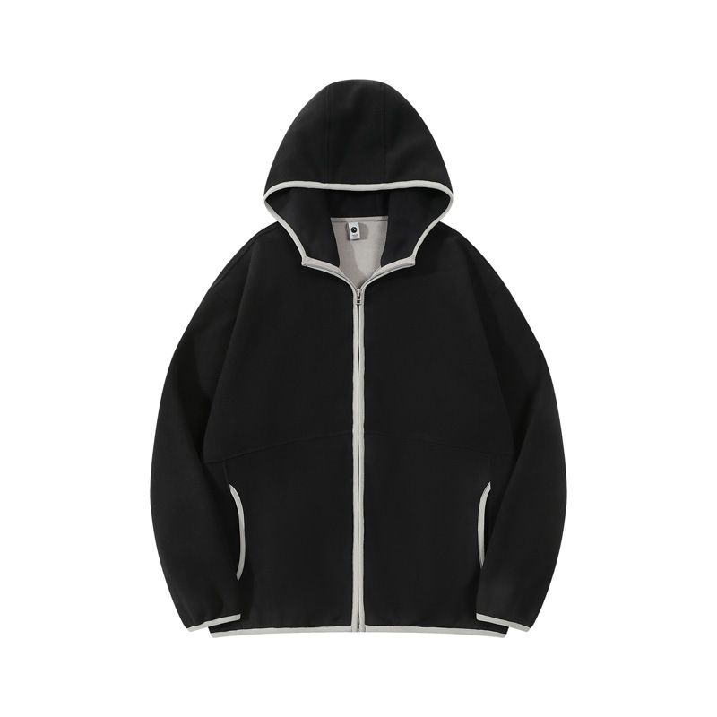 Cardigan da uomo con cappuccio, caldo abbigliamento invernale, giacca in pile con cerniera e blocchi di colore_voghion.com