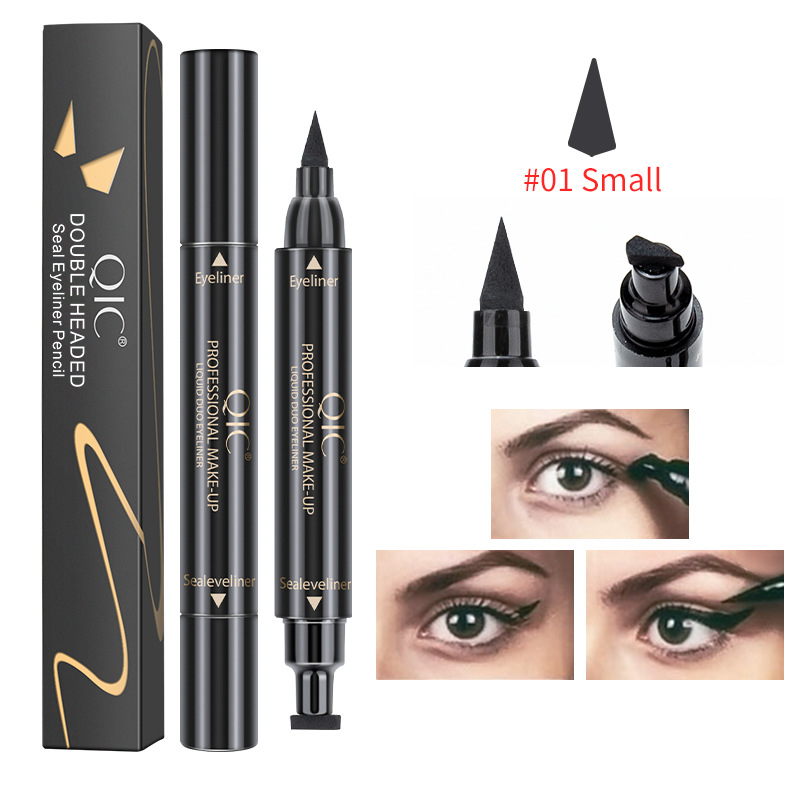 QIC seal thick black pen, double head, hard to decolorize, anti sweat, non smudge, eyeliner liquid pen_voghion.com