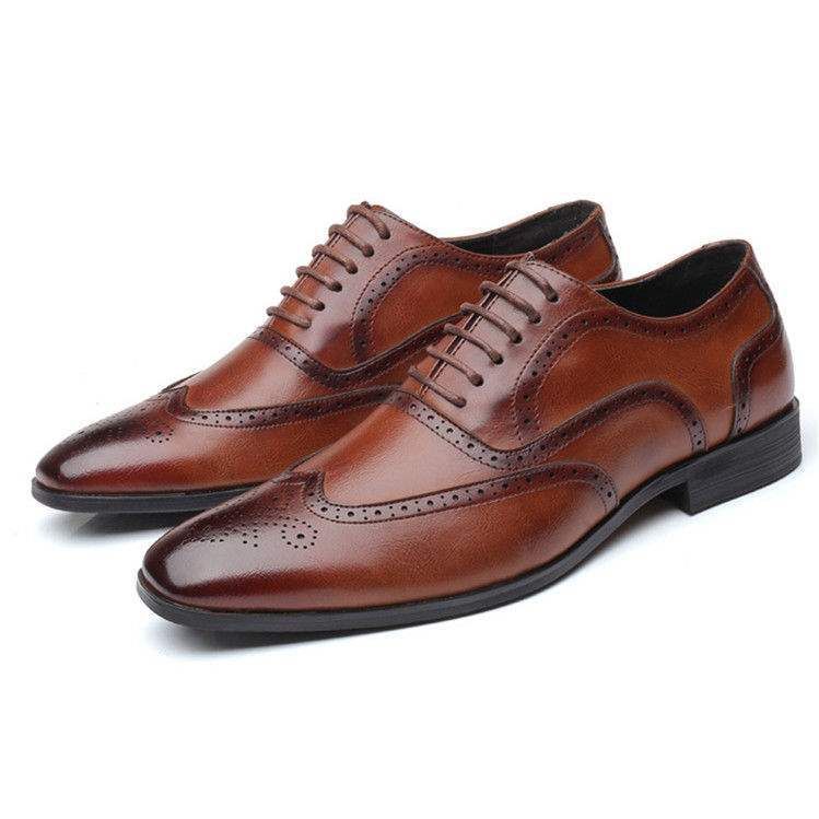 Euro Step HPIOPL Korean Version Spring Summer Carved Brogue Men's Shoes Trendy Casual Wedding Groomsman_voghion.com