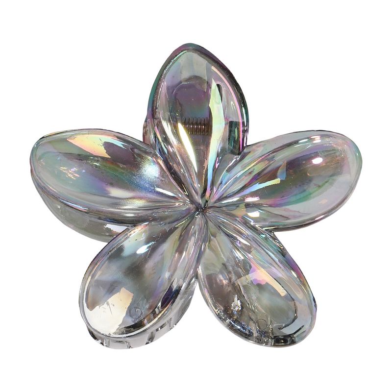 8CM Colorful Transparent Iridescent Plumeria Claw Clip - Unique Beach Vacation Style Laser Bauhinia Updo Clip_voghion.com