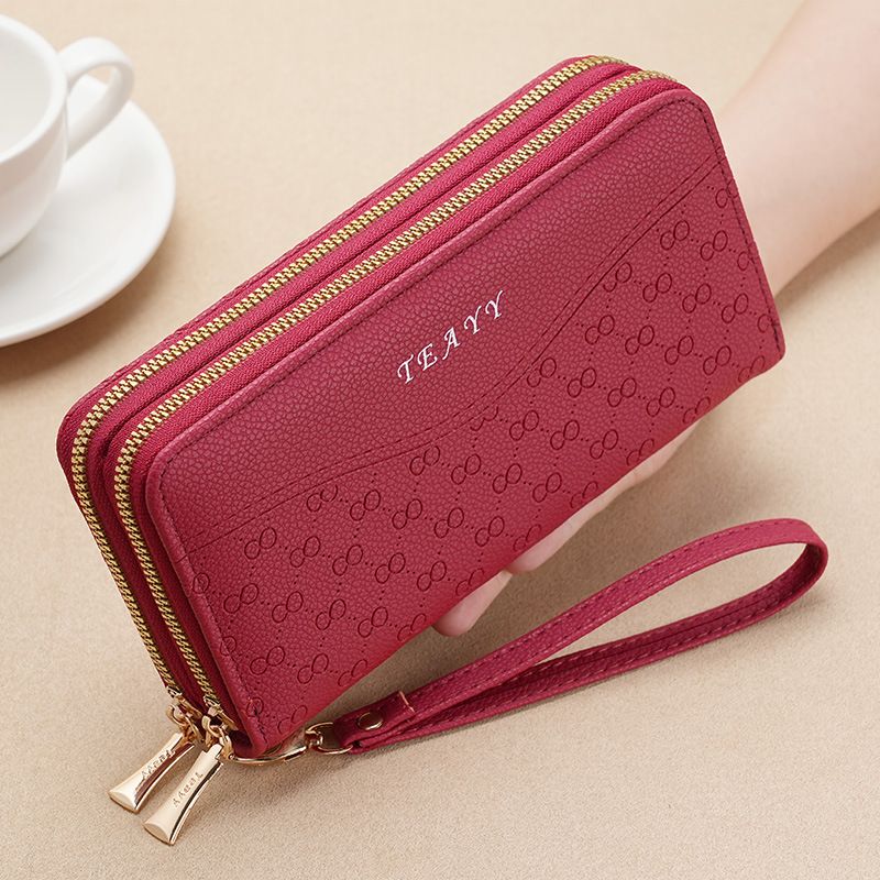 Girls Long Wallet Double Zipper Mobile Phone Bag Wallet Large Capacity Clutch Bag Change Bag_voghion.com