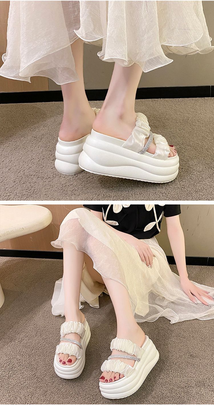 Sandálias femininas de plataforma, modernas, de verão, com bico redondo, estilo fada, tira única, com strass, pantufas de cunha_voghion.com