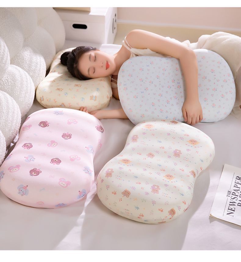 Memory Foam Ice Silk Belly Cat Neck Support Student Dormitory Home Nap Slow Rebound Pillow Single Summer_voghion.com