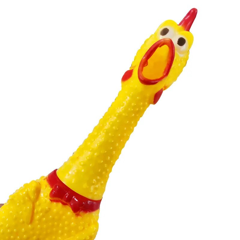 New Pets Squeak Toys Screaming Squeeze Sound Dog Chew Toy Durable Funny Yellow Rubber Vent Chicken 17Cm 31Cm 40Cm_voghion.com