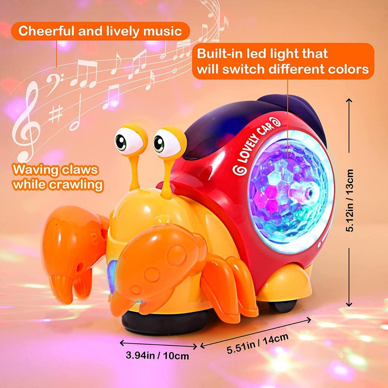 Children Toys Crawling Crab Walking Dancing Electronic Pets Robo Hermit Crab Snail Glowing With Music Light Baby Toddler Toy(1pcs)_voghion.com