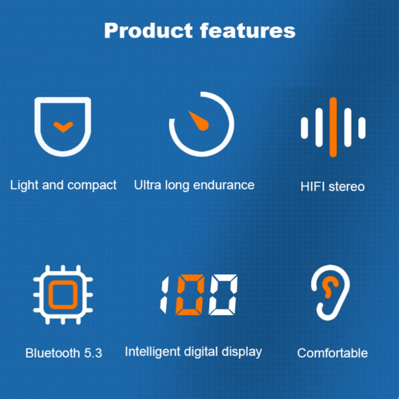 1 Set Wireless Earphone Noise Reduction HIFI Stereo Sound Hanging Type Bluetooth-compatible 5.3 Sports Headphone Mobile Phones Supply_voghion.com