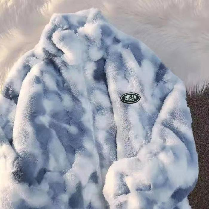 Manteau en laine ample teint par nouage pour femme, haut de gamme en laine épaisse d'hiver tendance_voghion.com