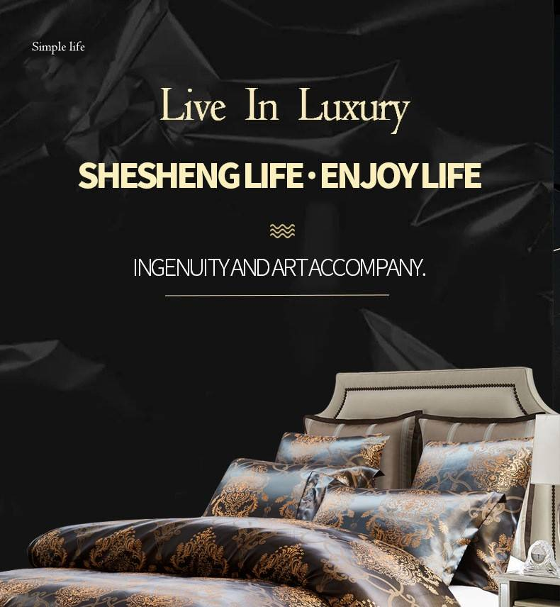 Set di biancheria da letto con trapunta in raso jacquard di lusso, morbida e setosa_voghion.com