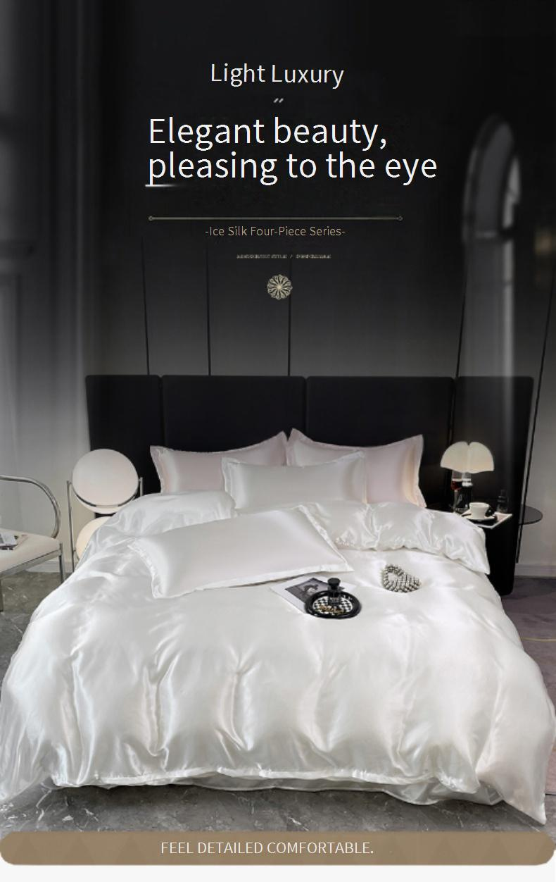 Washable Bamboo Fiber Bedding Set (4-Piece, Cooling & Hypoallergenic, Queen/King Size, Summer Comfort)_voghion.com