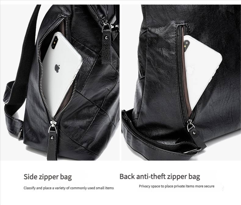 Women's Fashion Soft Skin Backpack For Travel, Anti-theft Pieced Together Design, Book Bag, Sling Bag, Trend In 2025_voghion.com