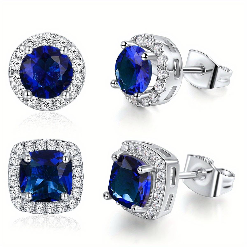 Women's Jewelry Cubic Zirconia Stud Earrings Set Round Square Minimalist Elegant Earrings Hypoallergenic Lightweight, Daily Wear & Special Occasions_voghion.com