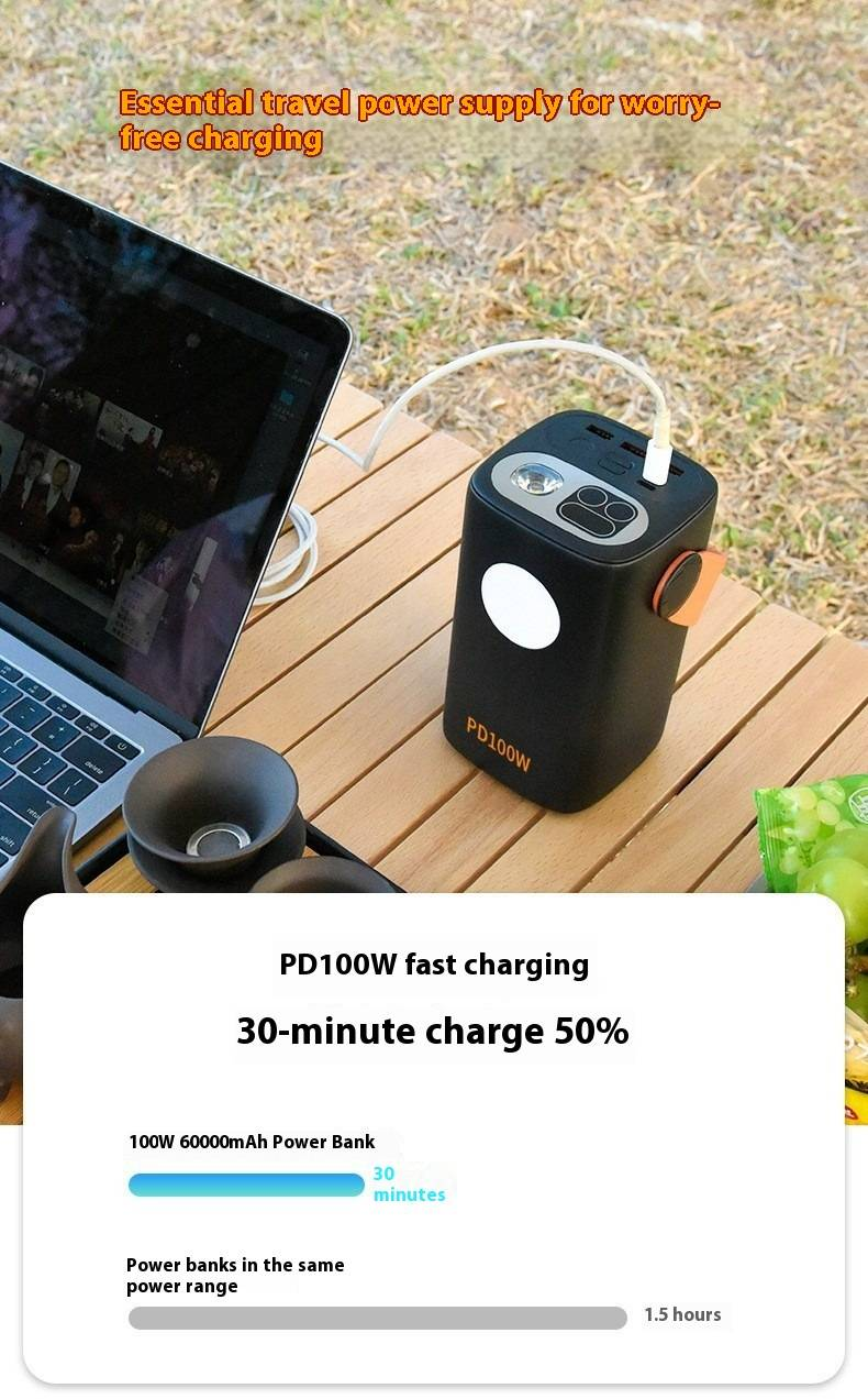 Batterie externe PD100W 60 000 mAh avec charge rapide 100 W, chargeur portable pour ordinateur portable, compatible avec MacBook/iPhone/Samsung_voghion.com