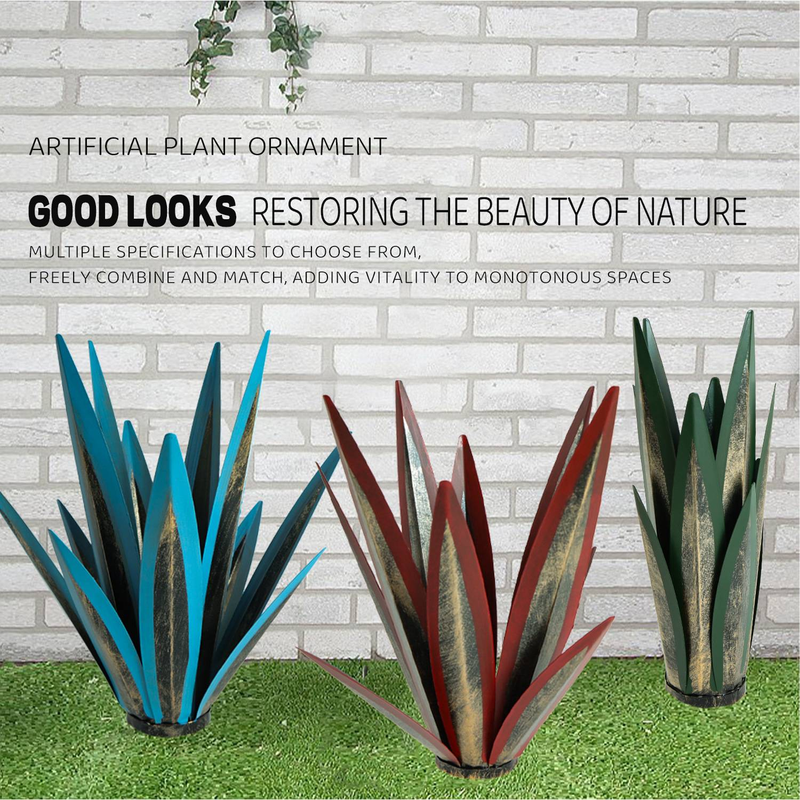 Ferforje Mumluk - Dış ve İç Mekan Dekorasyonu İçin Rustik Agave Tasarımı (12,5" Yükseklik, Çok Renkli Seçenekler)_voghion.com