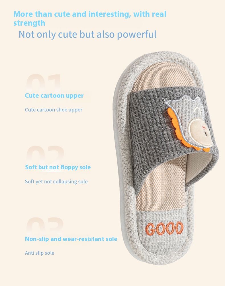 Ciabatte per bambini in lino con dinosauri - Scarpe da casa traspiranti e antiscivolo per bambini e bambine, sandali estivi unisex per bambini con supporto dell'arco plantare_voghion.com