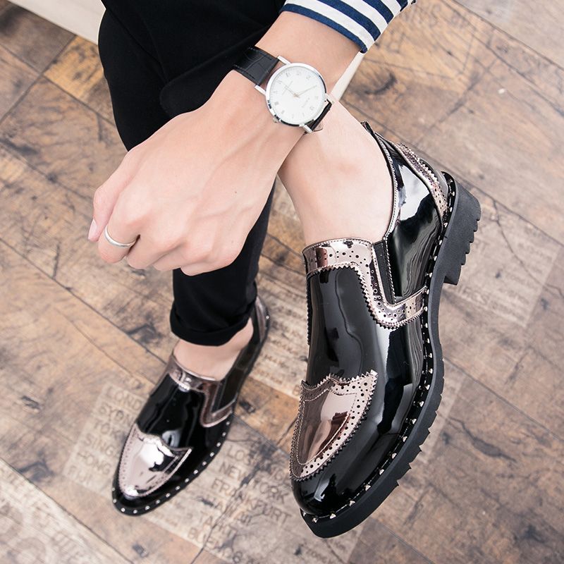 New Fashion Men's Brown Business Casual Loafer Shoes Daily Office Black Buckle Monk Men's Shoes One Foot Cover Banquet Dress Wedding Leather Shoes_voghion.com