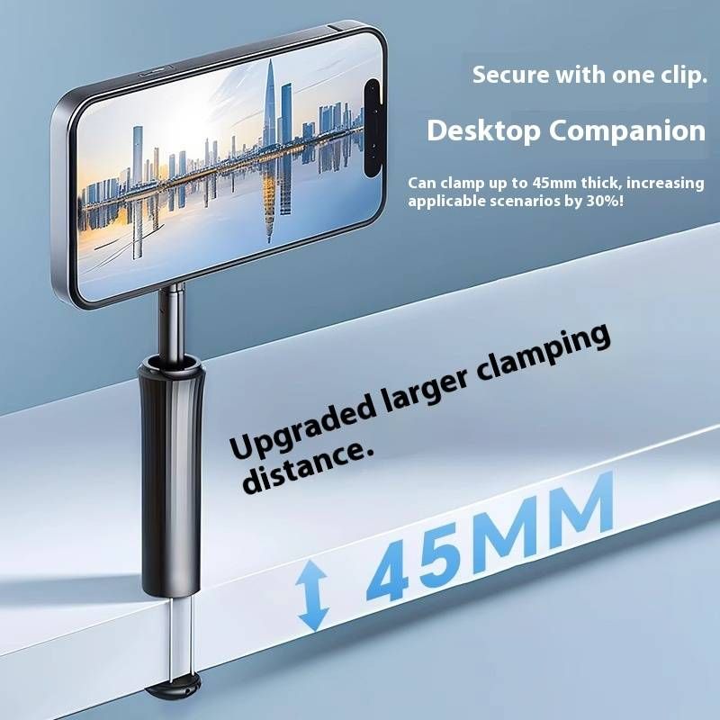 Magnetisches Telefonstativ – 360° drehbarer Selfie-Stick mit faltbarem Ständer für Reisen, Flugzeug und Schreibtisch (Schwarz, 3-in-1-Clip/Griff/Halterung)_voghion.com