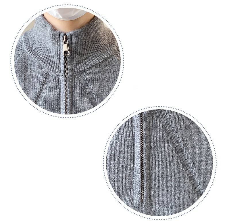 Men's Half-Turtleneck Zip-Up Sweater, Winter Knit Pullover With Stylish Design, Soft Comfortable Loose Fit Casual Wear Pure Color Stretchable Fabric_voghion.com