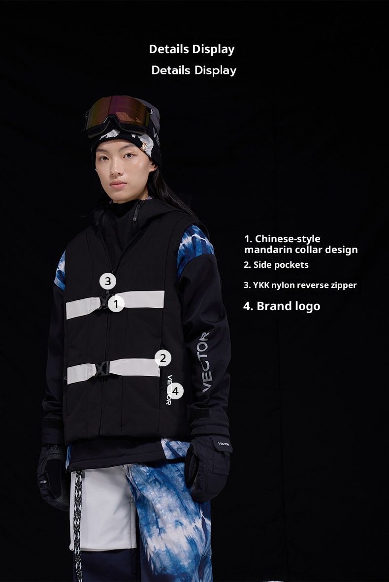 Unisex Ski Vest – PCotton Insulated Waterproof Windproof Vest For Snowboarding & Outdoor Adventures_voghion.com