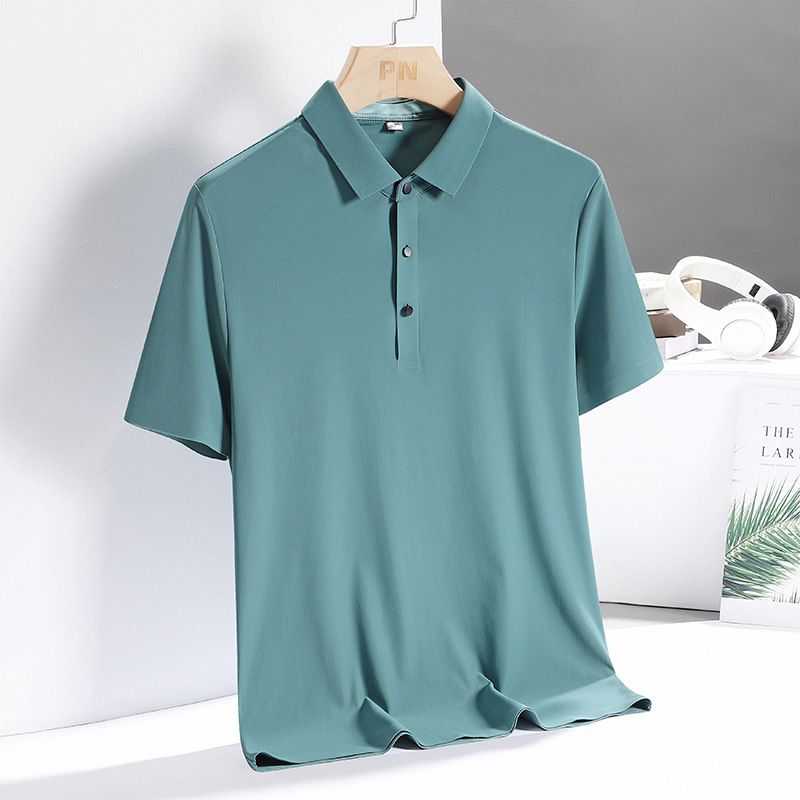 Seamless Seamless Hot Pressed Ice Polo Shirt T Korean Version Short Sleeved T-Shirt For Summer New Men's Team Wear Print_voghion.com