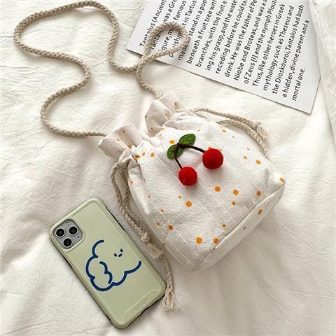 Summer Small 2024 New Crossbody For Female Students Ins Style Mori Literary Canvas Single Shoulder Bucket Bag Trendy_voghion.com