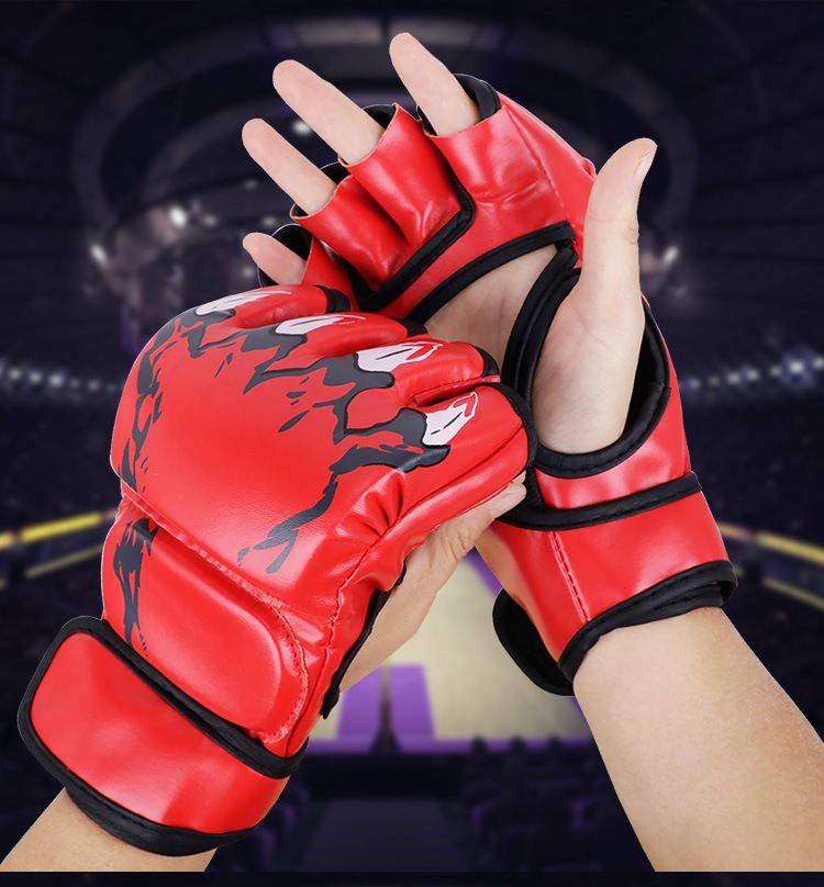 Sanda Boxhandschuhe Kampfsport Damen und Herren Kinder Training Erwachsene Stanzen Sandsack Spezielle professionelle Halbfinger-Boxhandschuhe_voghion.com