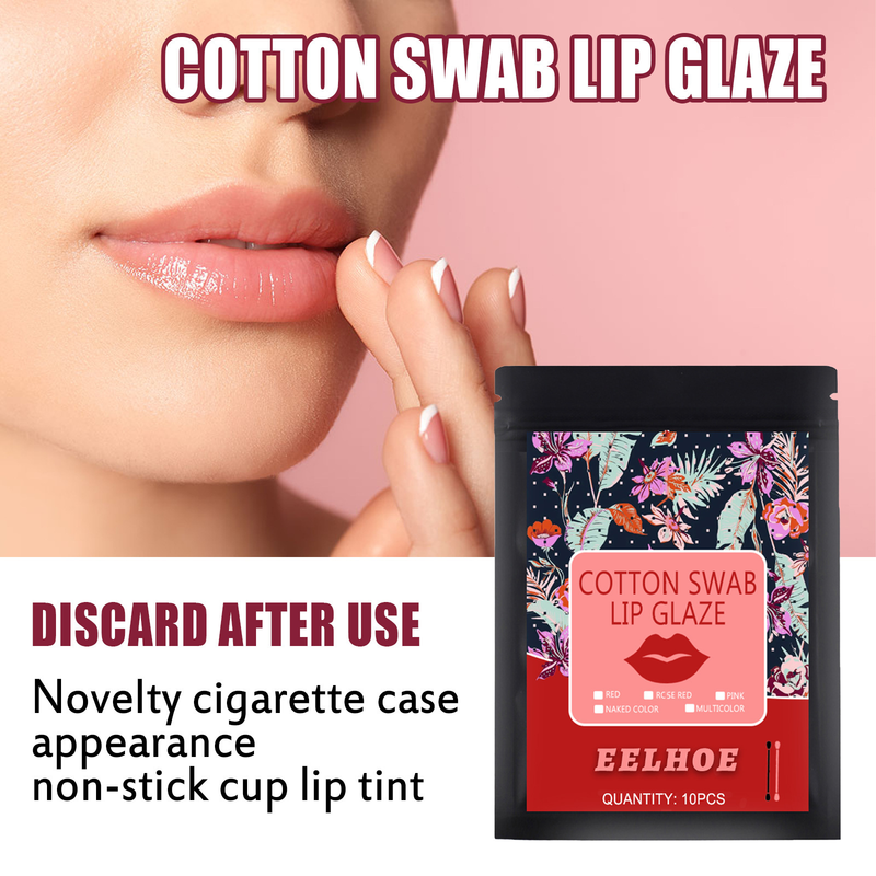 EELHOE cotton swab lip glaze cotton swab lipstick moisturizing non-stick cup portable lip brush dye lip liquid disposable lipstick liquid_voghion.com