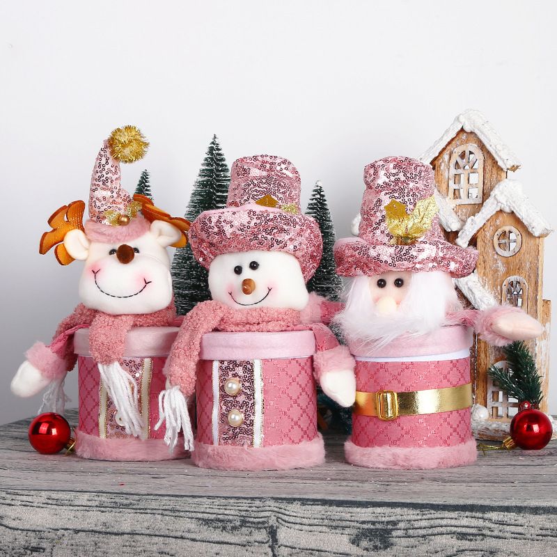 Kalėdų Senelis Sniego senelis saldainių vaikiška dėžutė Kalėdų rožinės spalvos dovanų maišelio priedai_voghion.com