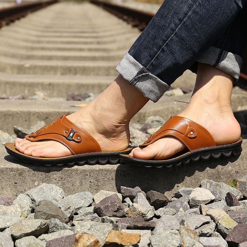 Sandali da uomo di qualità imbattibile, estate 2023, nuovi, casual e comodi, in pelle di mucca, con clip, infradito, scarpe da uomo_voghion.com