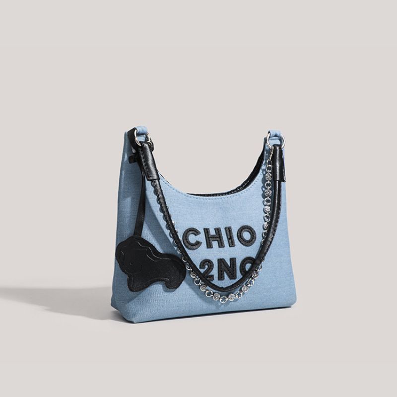 Versione coreana della borsa a secchiello Denim Niche, borsa a tracolla hobo versatile e alla moda._voghion.com
