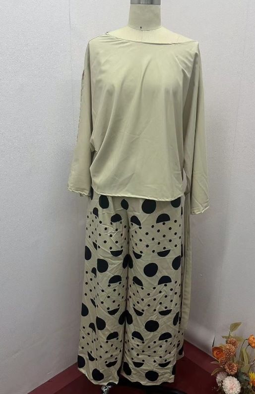Women's Clothin fashion oblique collar one shoulder high waist casual printed pants suit for women_voghion.com