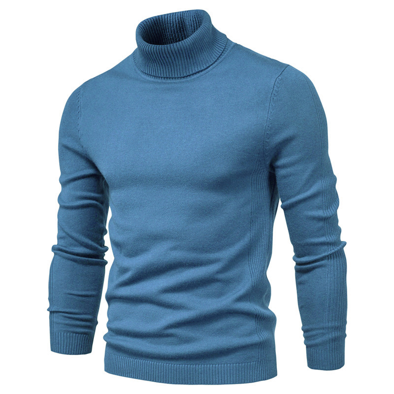 Herbst und Winter Neue Casual männer Einfarbig Pullover Pullover Hoher Kragen männer Casual Strickwaren Gewinde Hemd_voghion.com