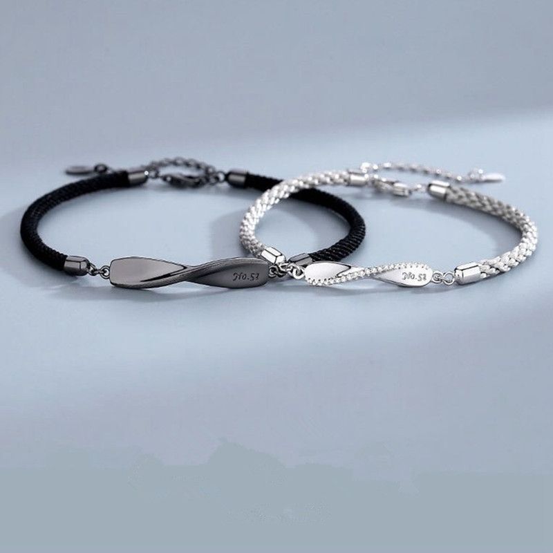 Braccialetto in argento puro placcato S Möbius intrecciato stile coppia leggero lusso Ins design di nicchia versatile semplice_voghion.com