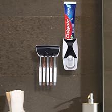 Automatic Toothpaste Dispenser & Toothbrush Holder Set - Black Family Bathroom Organizer_voghion.com
