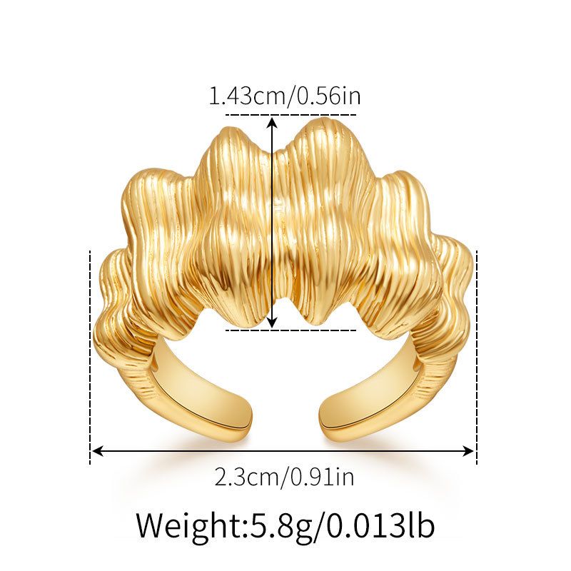 Heavy metal color preserving love ring copper plated with K real gold stacking fashion irregular texture retro ring_voghion.com