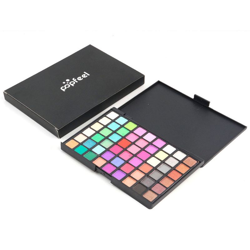 Conjuntos de maquillaje POPFEEL 54 colores de sombras de ojos con pincel para sombras de ojos Maquillaje ahumado mate Paleta de sombras de ojos en tonos tierra Conjunto combinado_voghion.com