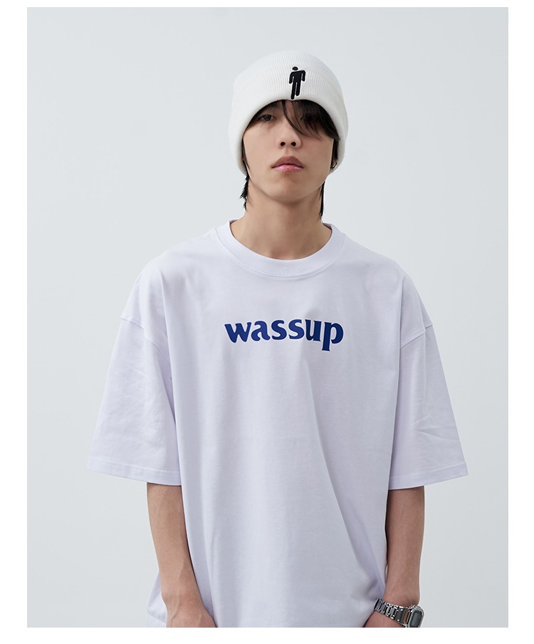 WASSUP HEODS Hip-Hop-Sommer-T-Shirt aus reiner Baumwolle, 280 g schwer, kurzärmelig für Herren_voghion.com